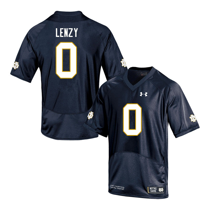 Men's NCAA Notre Dame Fighting Irish #0 Braden Lenzy Stitched College Under Armour Authentic Navy Football Jersey BM10T37AM